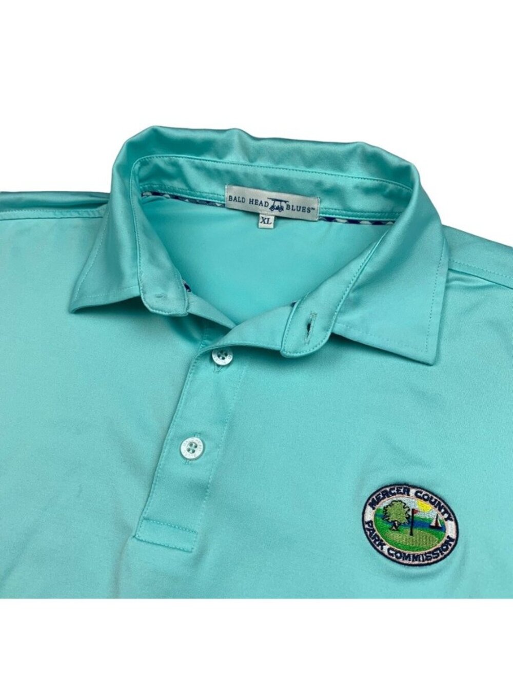 Bald Head Blues Men's Performance Stretch S/S Polo Shirt Teal Blue • XL